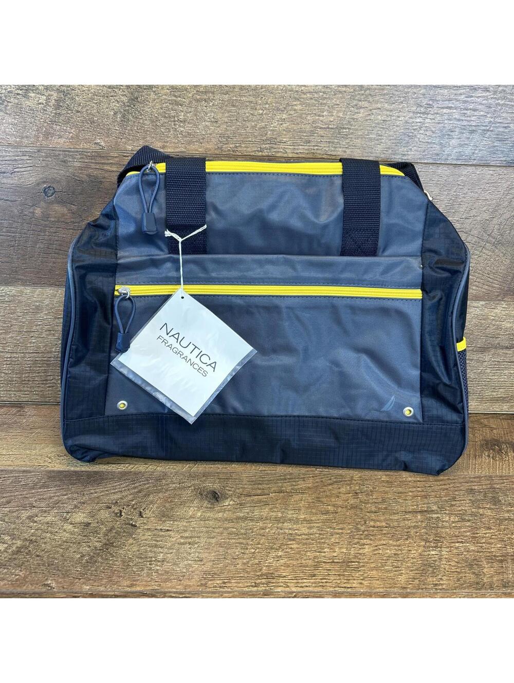 Nautica Duffel Bag Navy Blue/Yellow Travel Gym Tote New-18x11x9